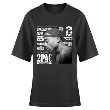 Дамска черна овърсайз тениска 2Pac '92