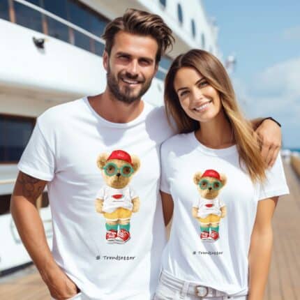 Тениски за двойки с мече Trendy