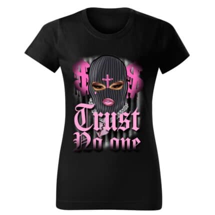 Дамска Черна Тениска Тrust No One Pink