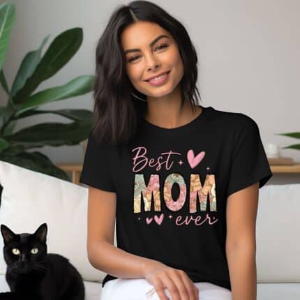 Дамска тениска за най-добрата майка в черен цвят Best Mom Ever