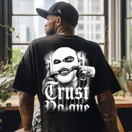 Мъжка овърсайз тениска Тениска Trust No One в черен цвят