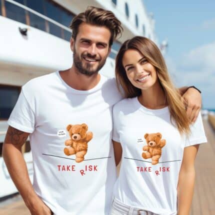 Тениски за двойки с мече Take Risk