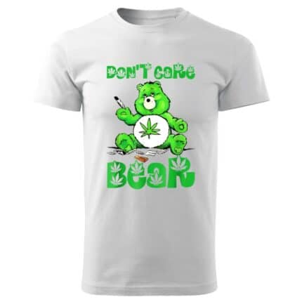 0703 Teniska byala Funny Weed Bear Dont Care