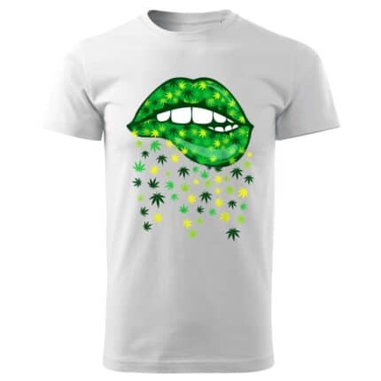 0716 Biting Lips 420 Weed Cannabis Marijuana Stoner Gift T-Shirt bqla