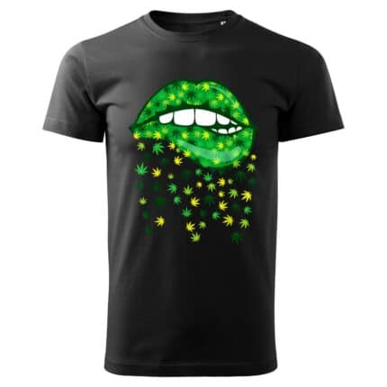 0716 Biting Lips 420 Weed Cannabis Marijuana Stoner Gift T-Shirt cherna