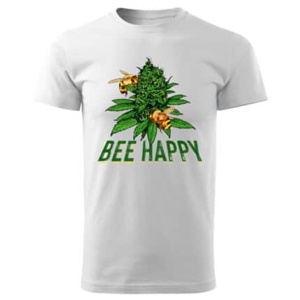 0717 Bee Happy - Cannabis Weed Marijuana Funny 420 Day Gift Premium T-Shirt bqla