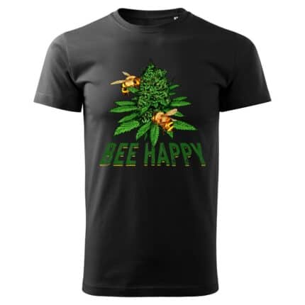 0717 Bee Happy - Cannabis Weed Marijuana Funny 420 Day Gift Premium T-Shirt cherna