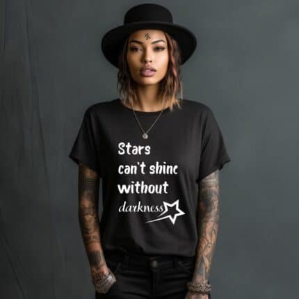 Дамска тениска Stars Shine в бял и черен цвят.