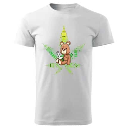Мъжка бяла тениска Cannabis Bear Bong