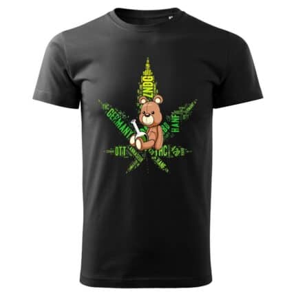 Мъжка черна тениска Cannabis Bear Bong