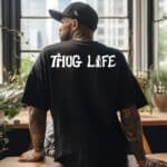 Мъжка овърсайз тениска Thug Life в черен цвят