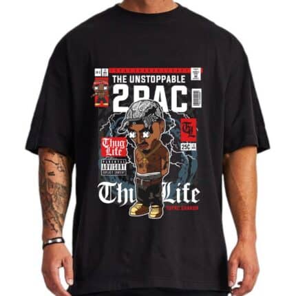 Овърсайз Мъжка Черна Тениска 2Pac Funko Pop