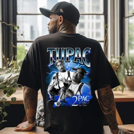 Овърсайз Мъжка Черна 2Pac All Eyez On Me PhotoShoot