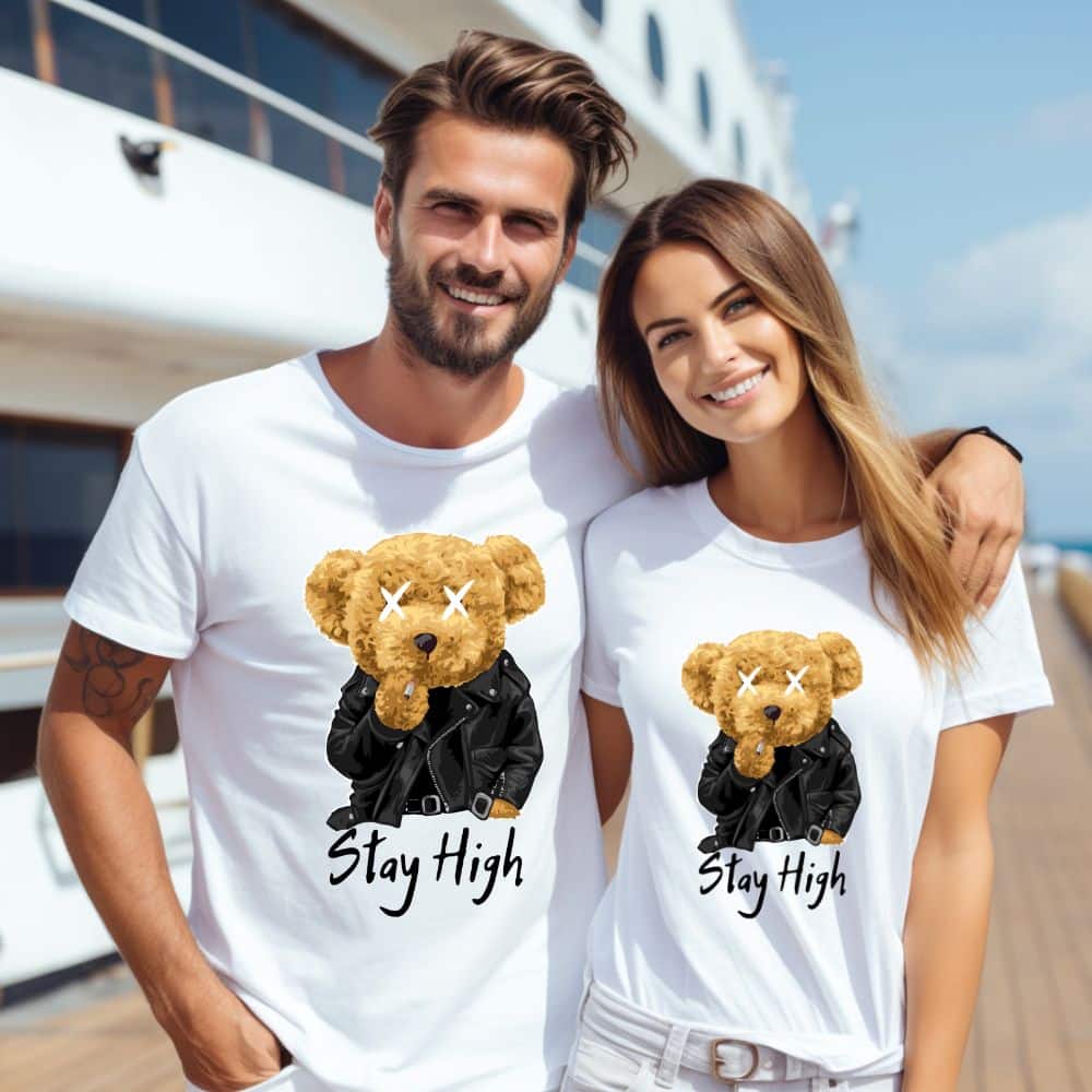 Тениски за Двойки с Мече Stay High Тениски за Двойки с Мече Stay High