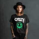 Дамска тениска Crazy Girl в бял и черен цвят.