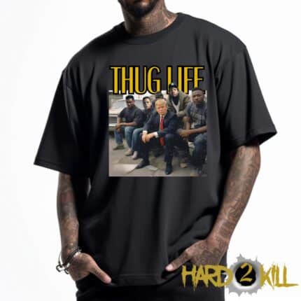 овърсайз тениска черна thug life trump