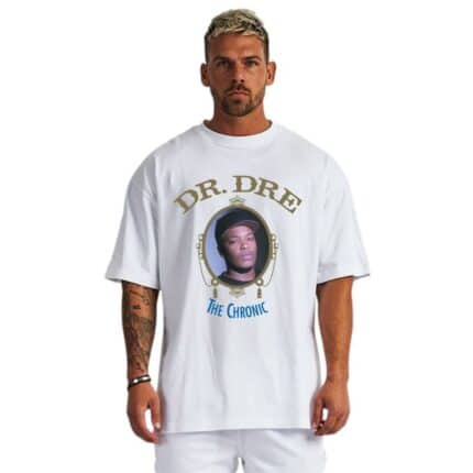 Мъжка бяла овърсайз тениска Dr. Dre The Chronic