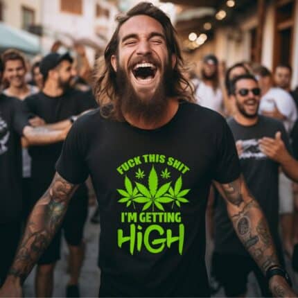 Мъжка черна тениска Im Getting High