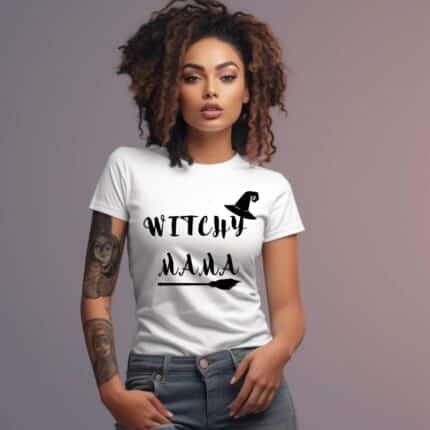 Дамска Хелоуин Тениска Witchy Mama