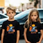 Детска Хелоуин Тениска Stitch Pumpkin Black