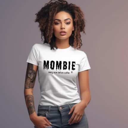 Дамска Хелоуин Тениска Mombie white