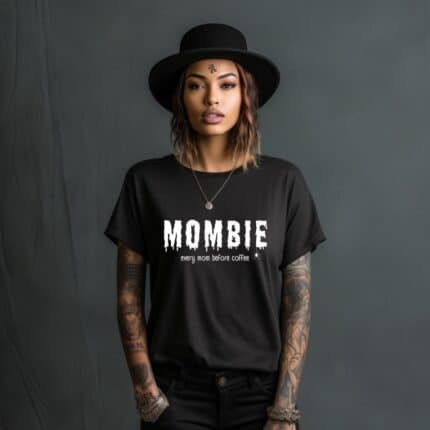 Дамска Хелоуин Тениска Mombie Black