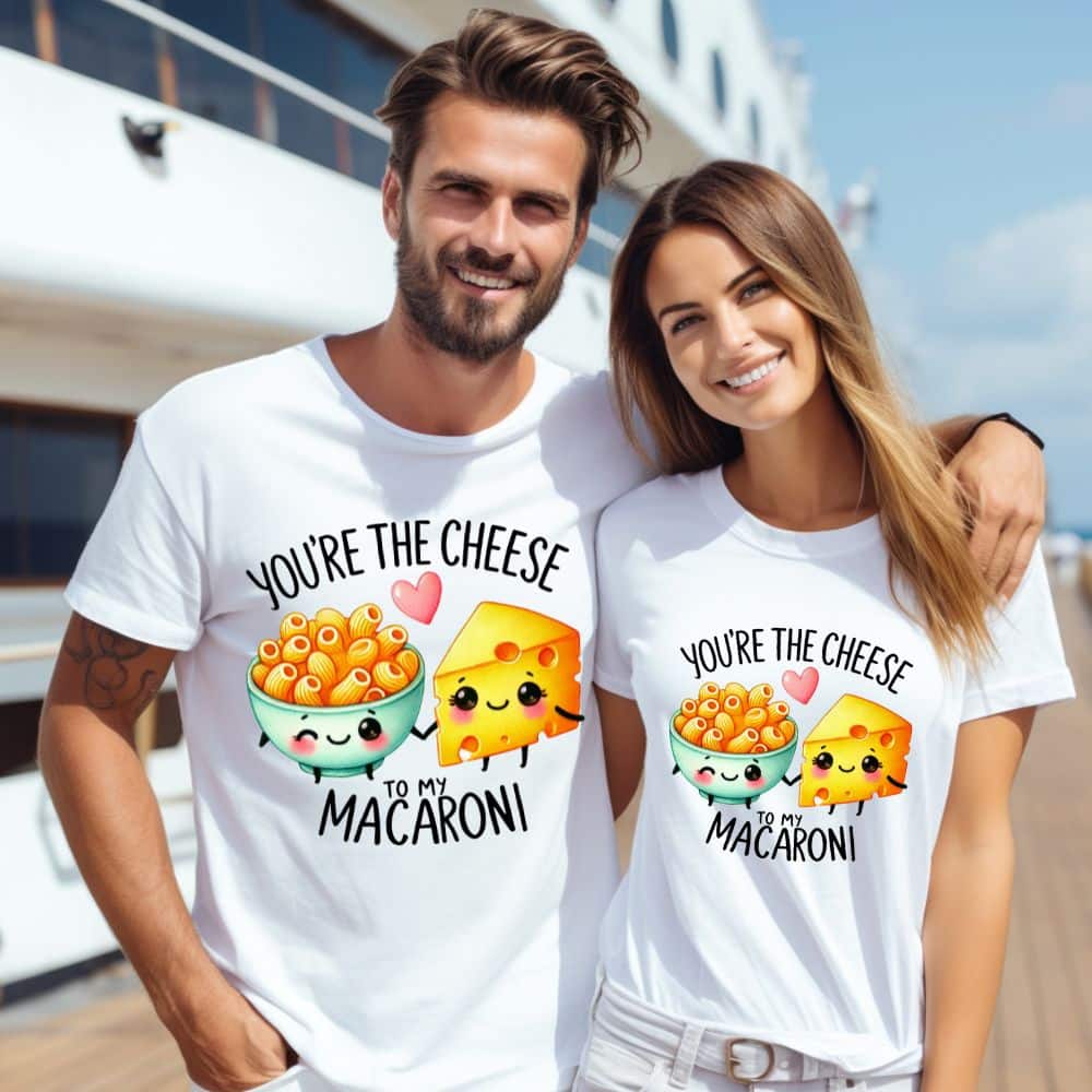 Тениски за двойки Cheese To My Macaroni Тениски за двойки Cheese To My Macaroni