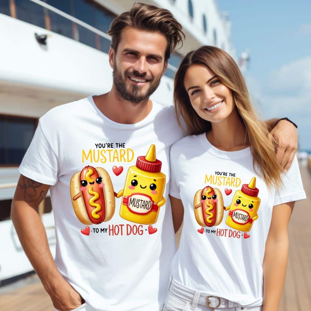 Тениски за двойки Mustard To My Hot Dog Тениски за двойки Mustard To My Hot Dog