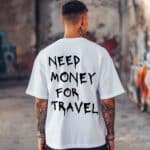 Овърсайз Тениска Need Money For TRAVEL WHITE MAN