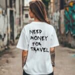 Овърсайз Тениска Need Money For TRAVEL WHITE WOMEN