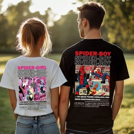Тениски за двойки Spiderboy and Spidergirl