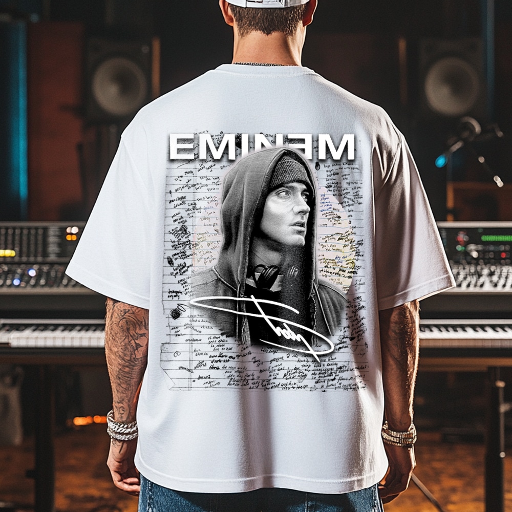 Мъжка Тениска Eminem Lose Yourself Notes бяла отзад Мъжка Тениска Eminem Lose Yourself Notes бяла отзад