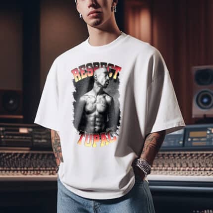 Мъжка Тениска Tupac Shakur Respect white