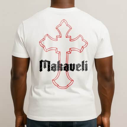 Мъжка БялаТениска Makaveli отзад